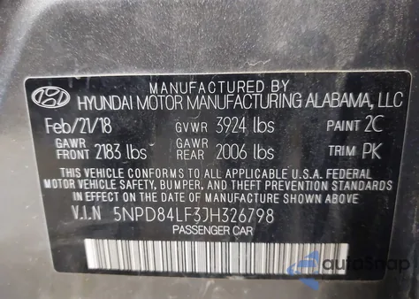2018 Hyundai Elantra Sel from USA, damaged, VIN 5NPD84LF3JH326798